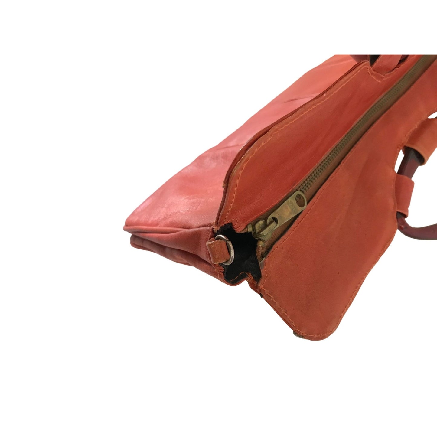 Orange Leather Handbag Purse Large Bag Vintage Accessories
