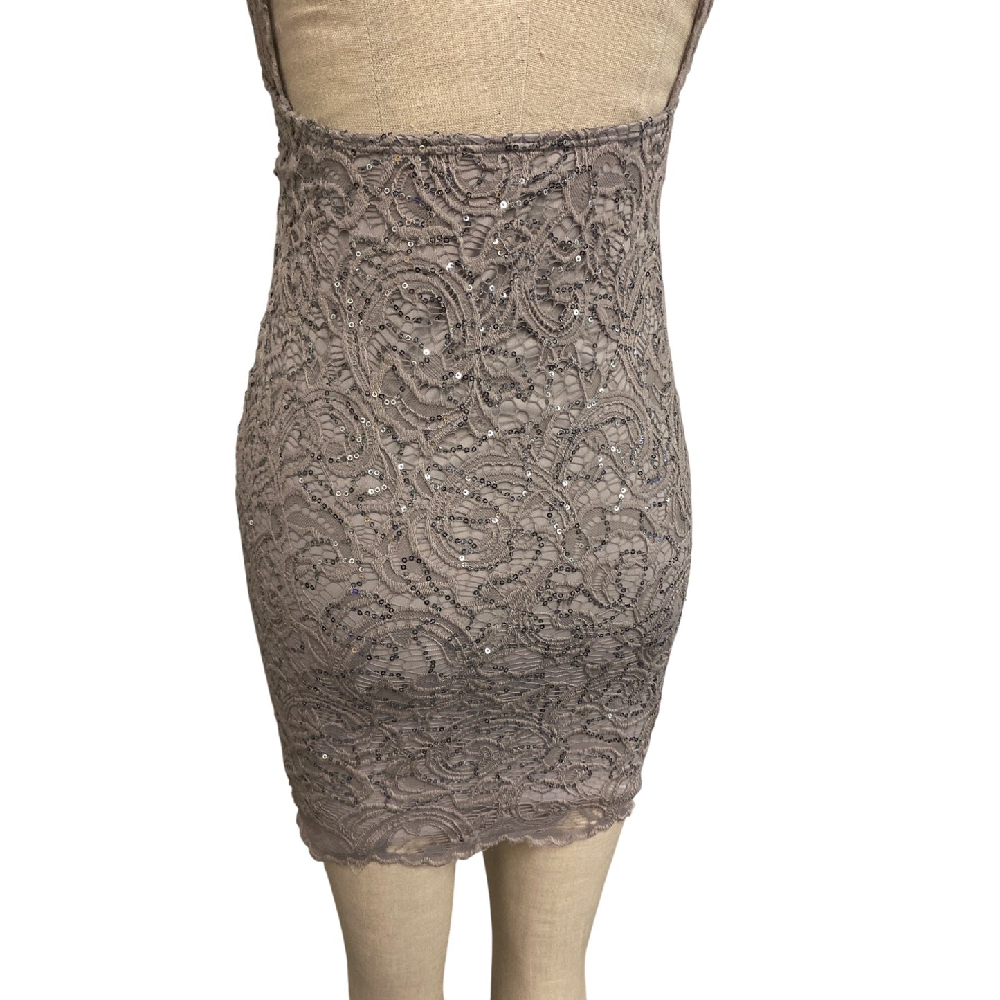 Windsor Lace Sequin Bodycon Dress With Open Back