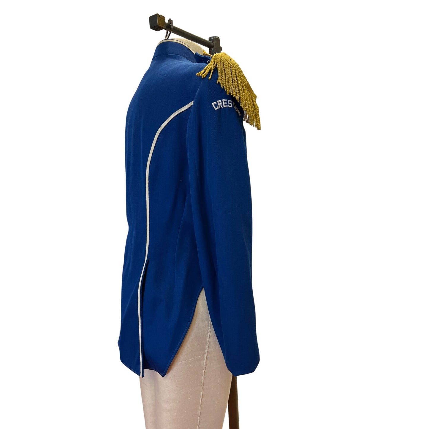 Vintage Stanbury Uniforms Blue Red Military-Inspired Jacket W/ Gold Tassels Crestline Detail Double-Breasted Buttons