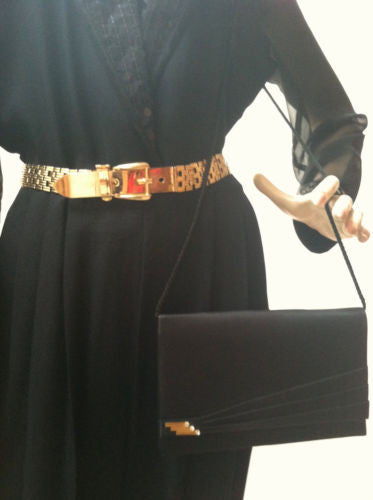 Art Deco Envelope Evening Bag Black Clutch Vintage Accessories