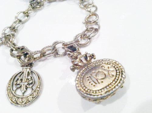 Goldette Charm Chain Link Bracelet Vintage Jewelry