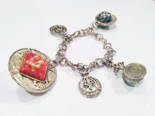 Goldette Charm Chain Link Bracelet Vintage Jewelry