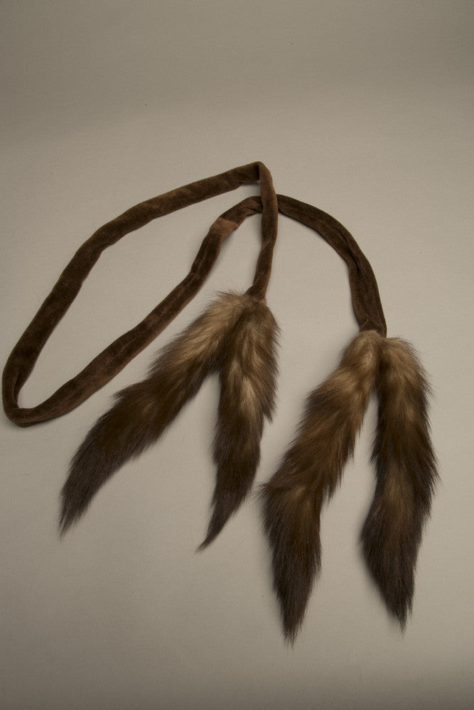 Vintage Fur Velvet Scarf Brown Slim Long Neckwear Sustainable Fashion