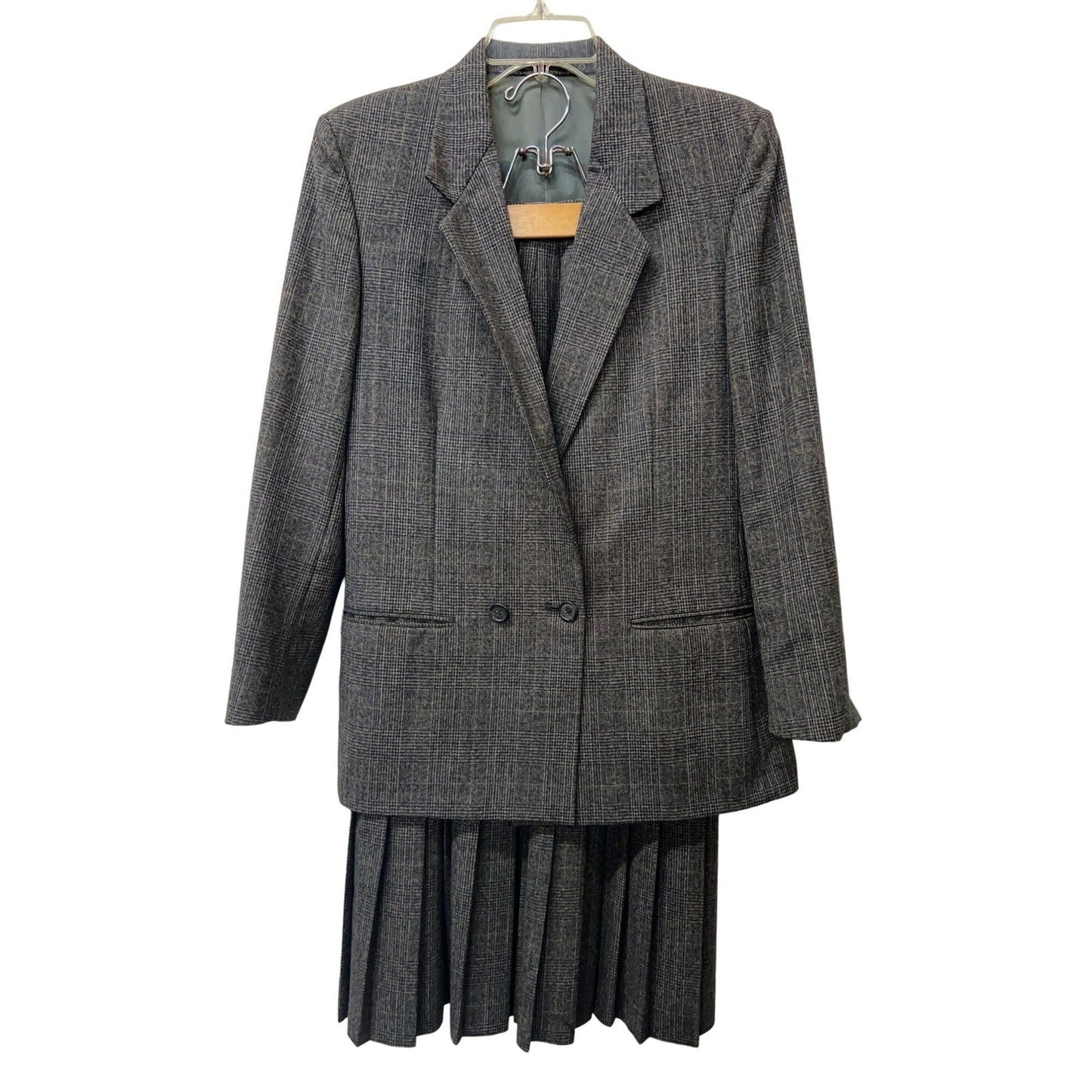 Vintage Huntington Two-piece set Suit Pleated Skirt Oversized Blazer Jacket