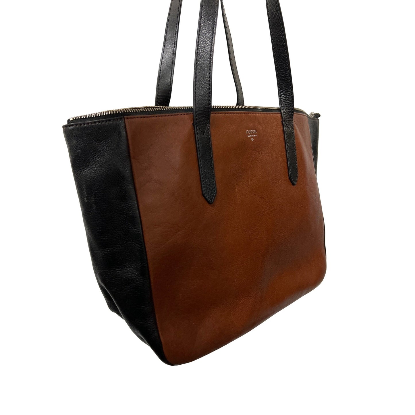 Fossil Tote Shopper Bag Black Brown Handbag