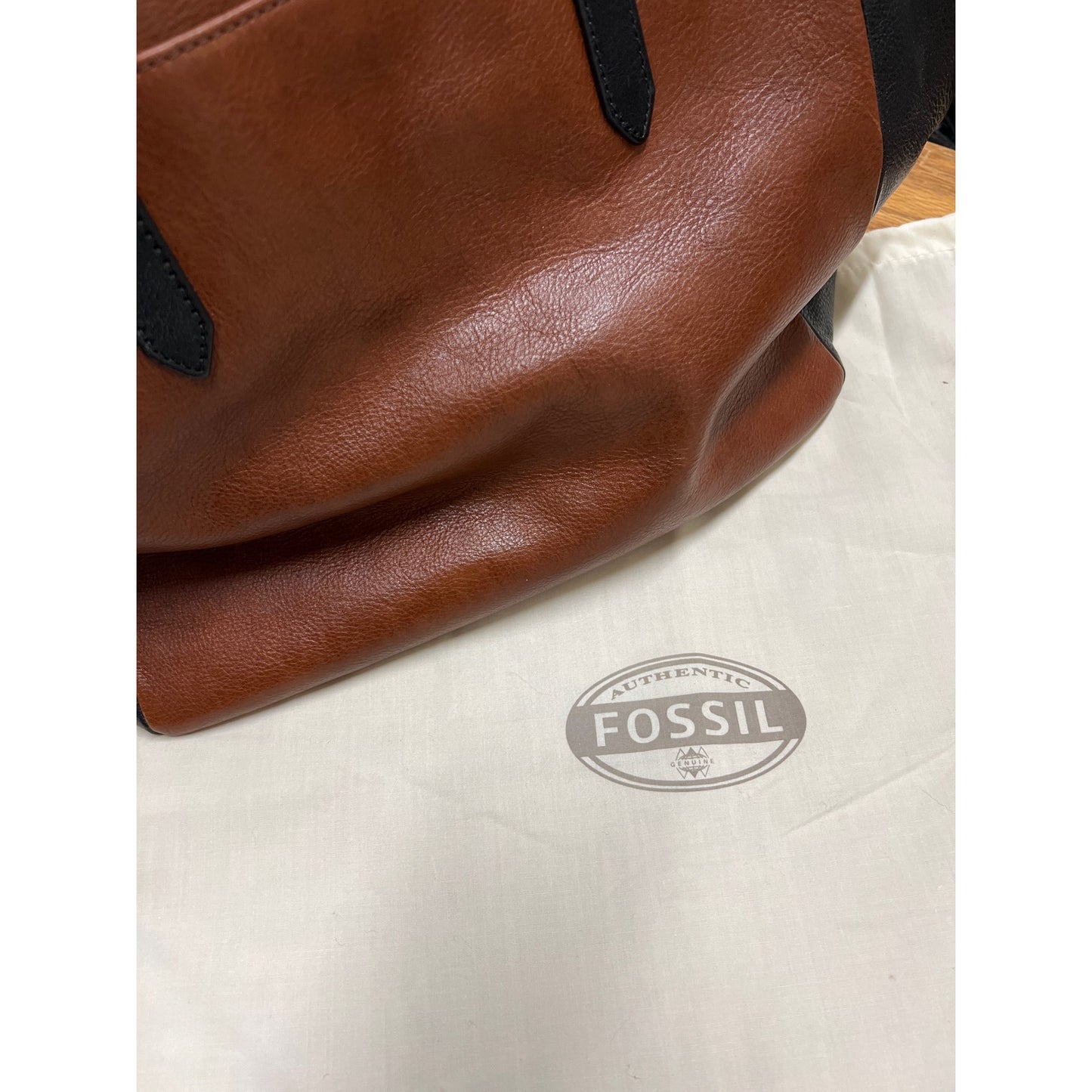 Fossil Tote Shopper Bag Black Brown Handbag