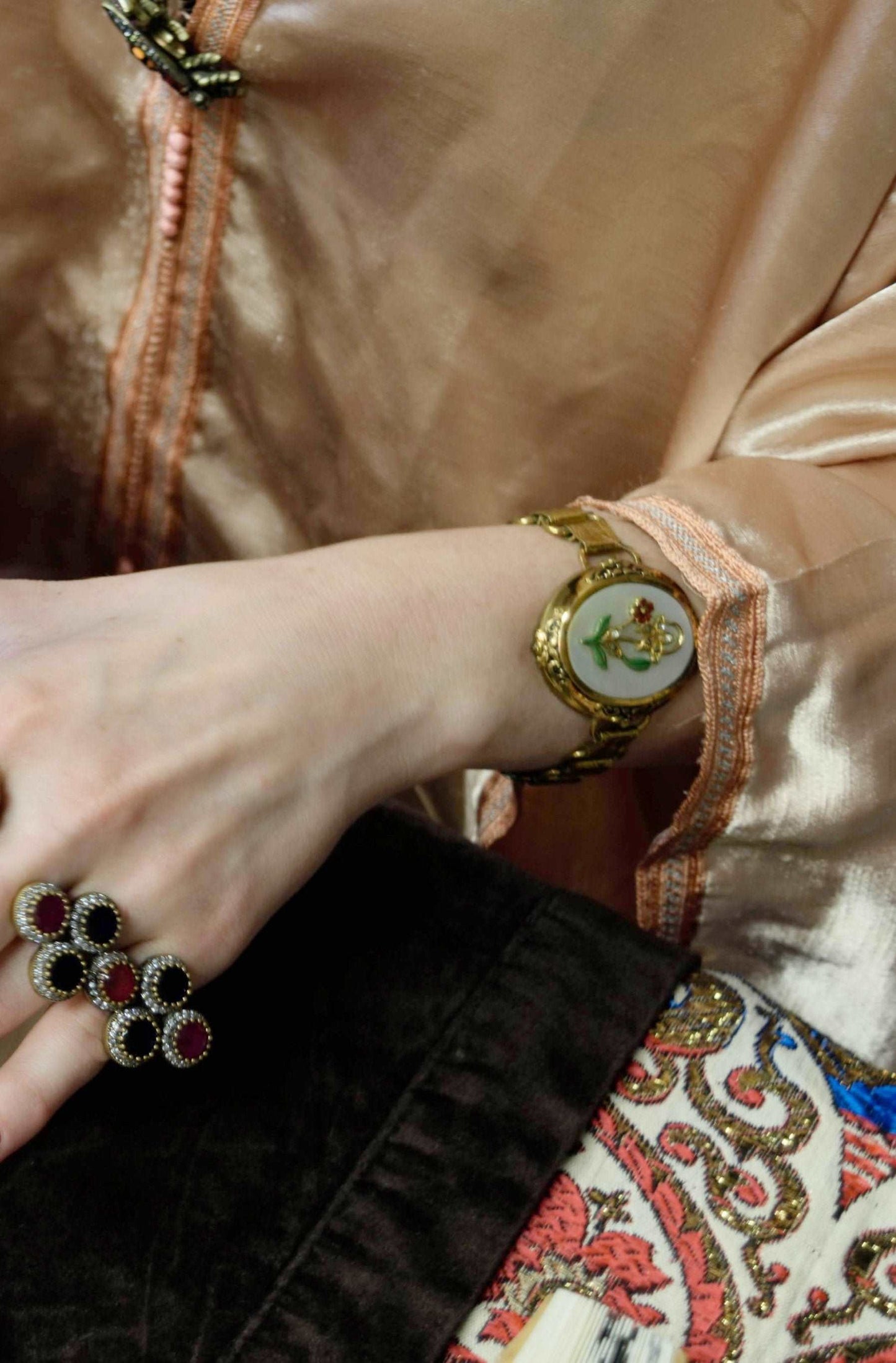 Gilt Gold Bracelet with Mother of Pearl, A Stunning Art Nouveau Collectible
