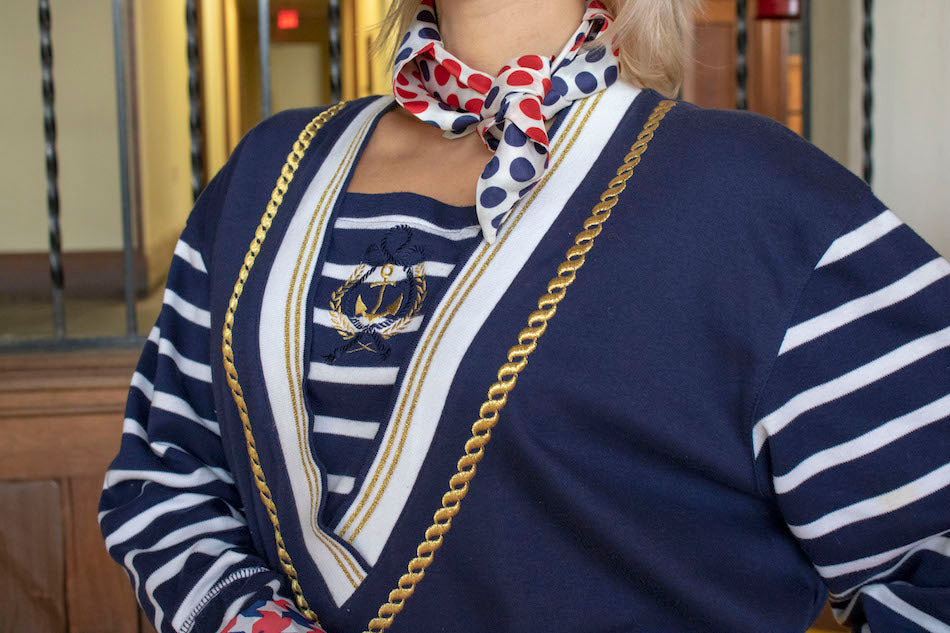 Red White Blue Polka Dots Triangle Scarf Vintage Accessories