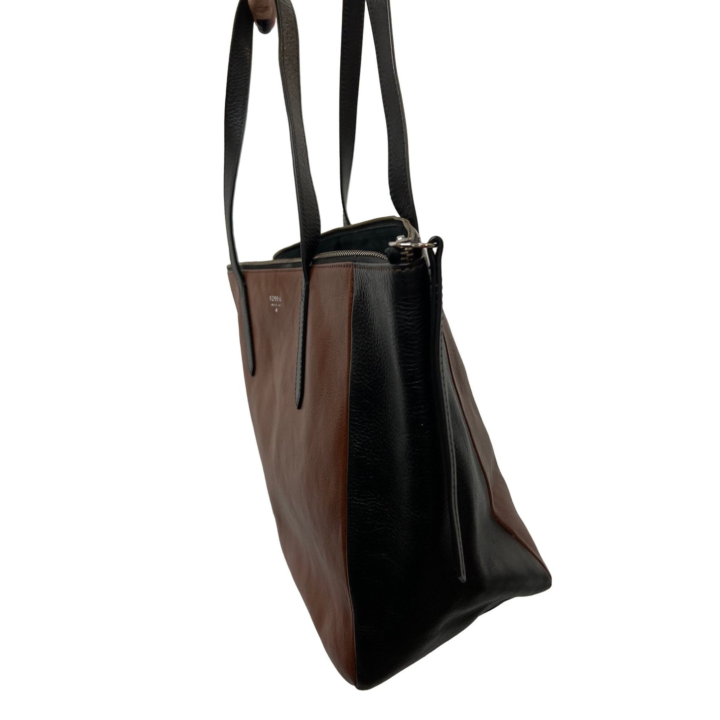 Fossil Tote Shopper Bag Black Brown Handbag