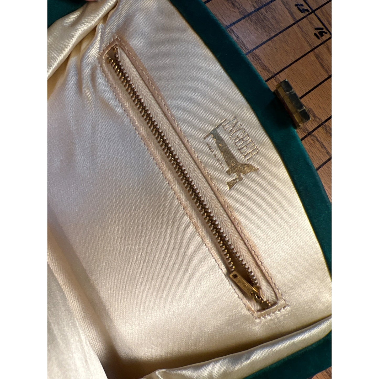 Vintage Ingber Emerald Green Clutch Old Hollywood Style Purse Ornated Clasp