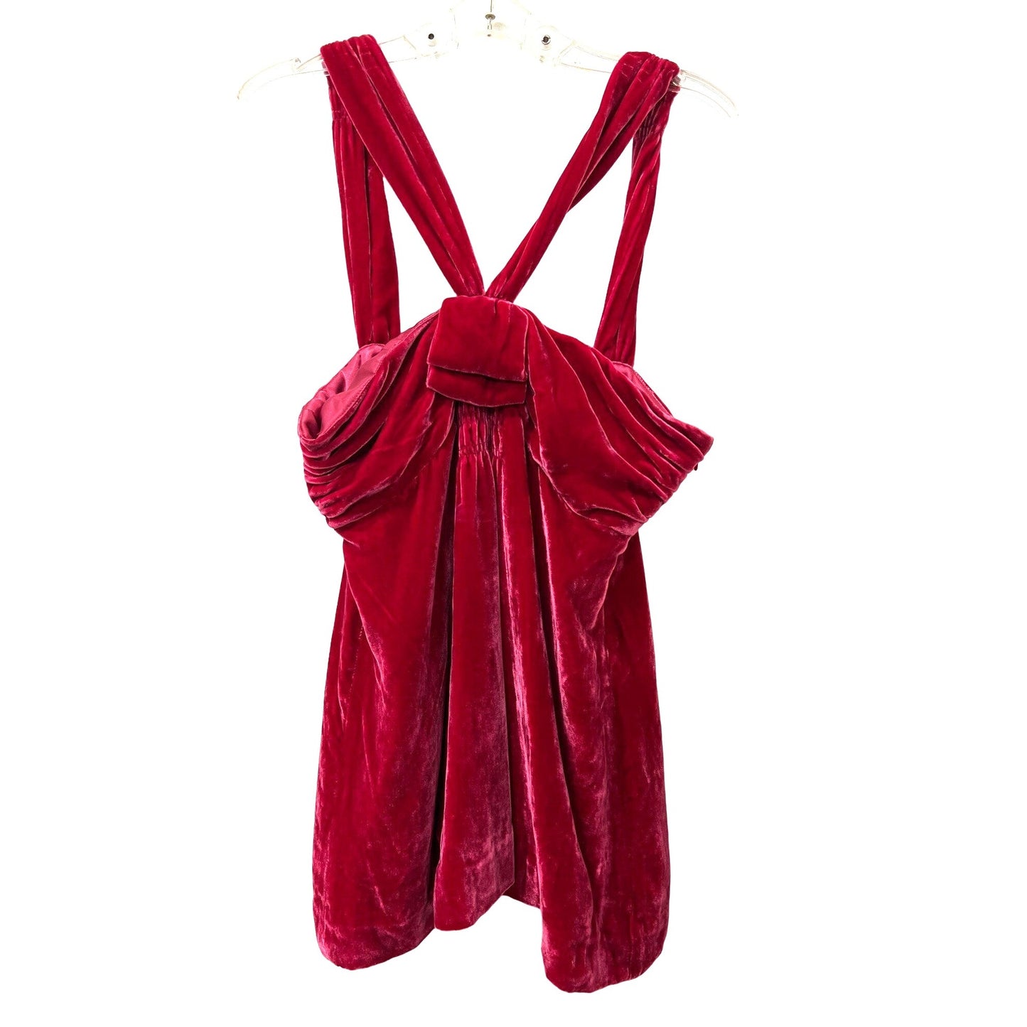 Vintage MJ Marc Jacobs Red Bow Velvet Silk Top