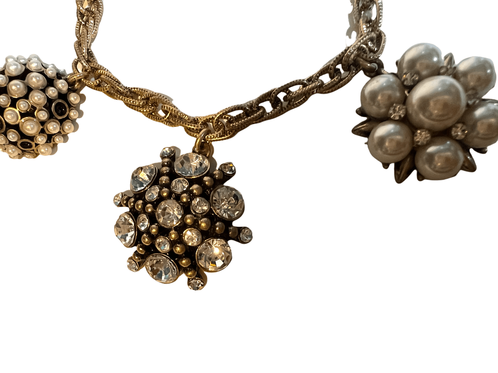 Pearls and Rhinestones Chain Link Bracelet