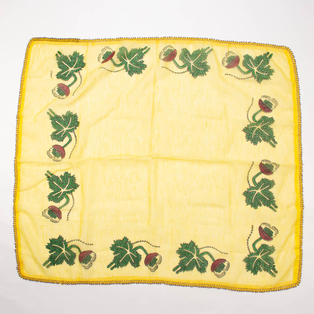 Super Hand-Painted Floral Beaded Scarf Vintage Accessory