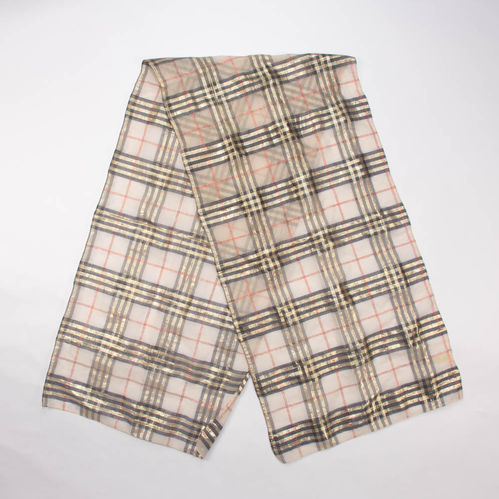 Collectibles by Aris Metallic Plaid Scarf Vintage Accessories Made in Italy