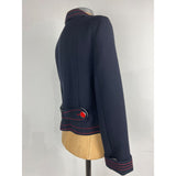 Marc Jacobs Authentic Vintage Wool Jacket Women's Navy and Red Trim Buttoned Blazer Top Nordstrom