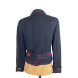 Marc Jacobs Authentic Vintage Wool Jacket Women's Navy and Red Trim Buttoned Blazer Top Nordstrom