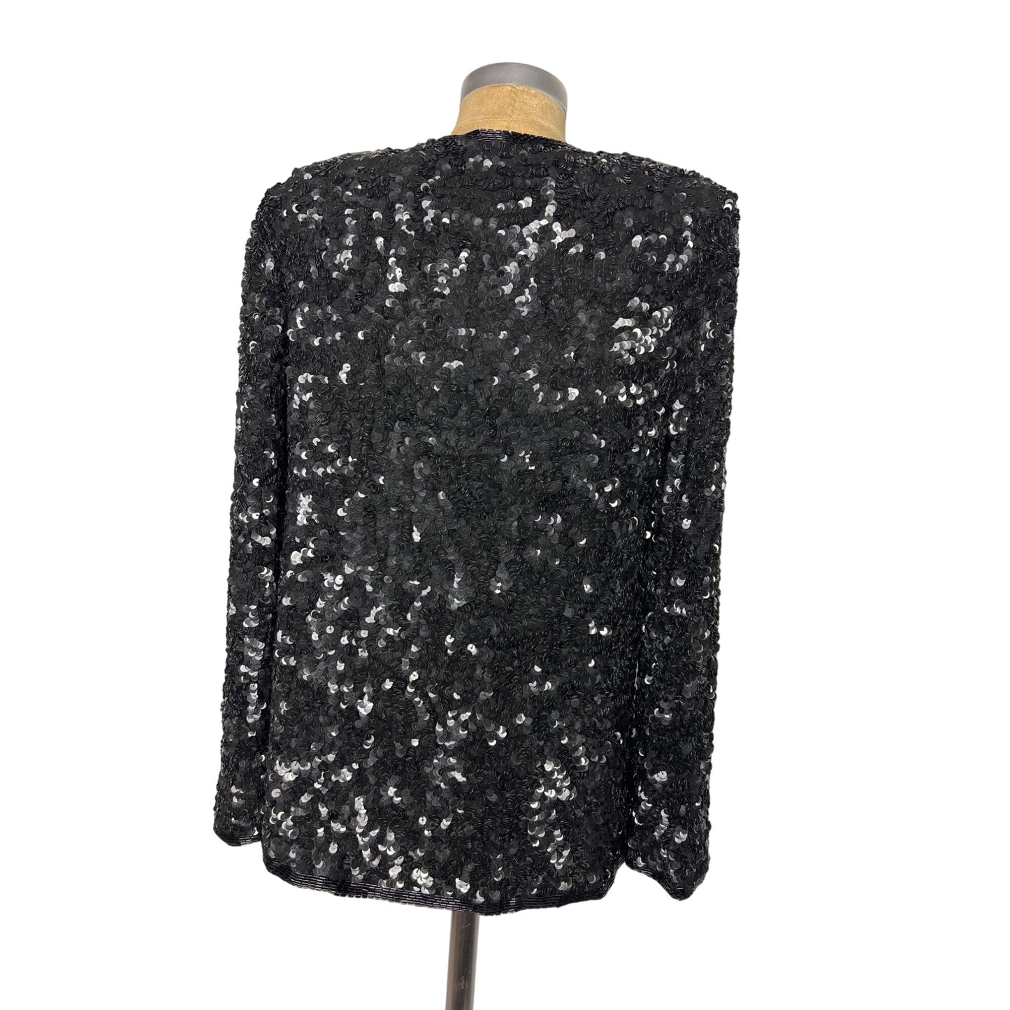 Laurence Kazar New York Vintage Top Heavily Beaded Black Silk Jacket S