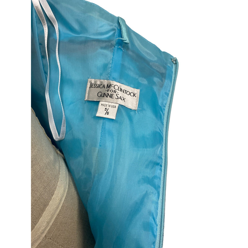 Jessica McClintock Gunne Sax Lace Overlay Dress Size 5/6 Black & Aqua Prom Cocktail Party