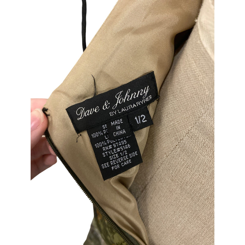 Vintage Dave & Johnny Sequin Beaded Empire Dress 1/2 Animal Print Polyester Spandex