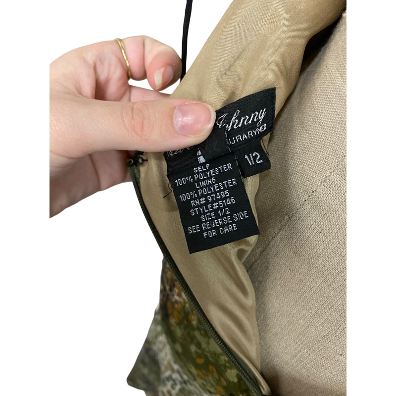 Vintage Dave & Johnny Sequin Beaded Empire Dress 1/2 Animal Print Polyester Spandex