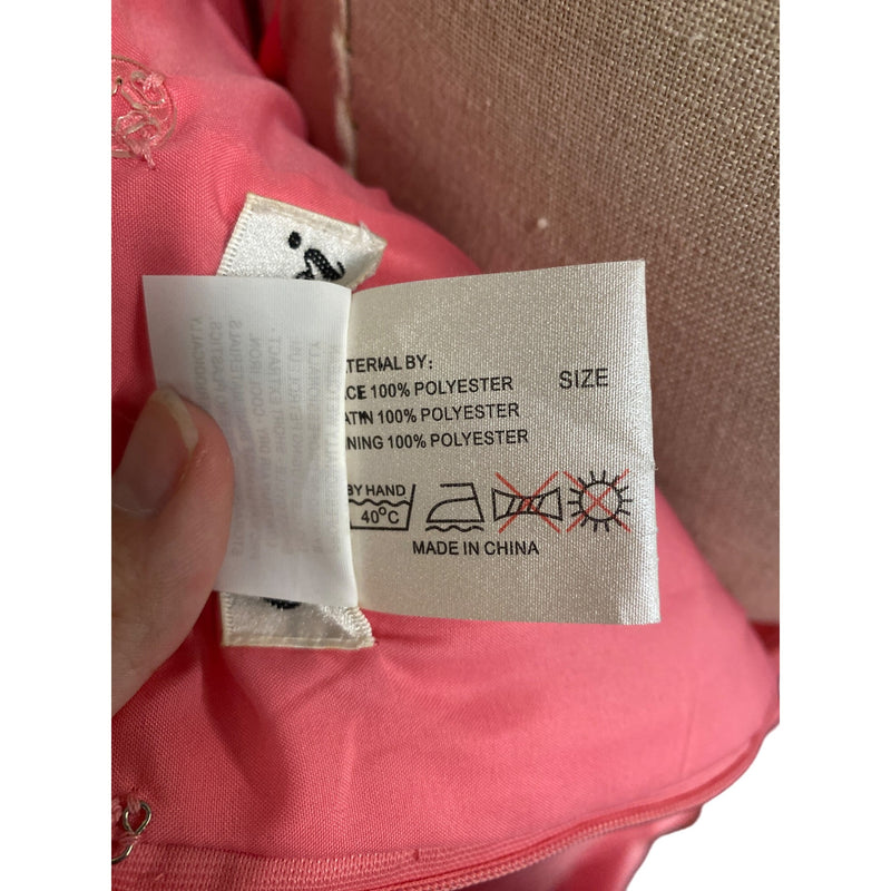 Vintage Da Vinci Women's Strapless Ruffled Satin Dress Bubble Gum Pink