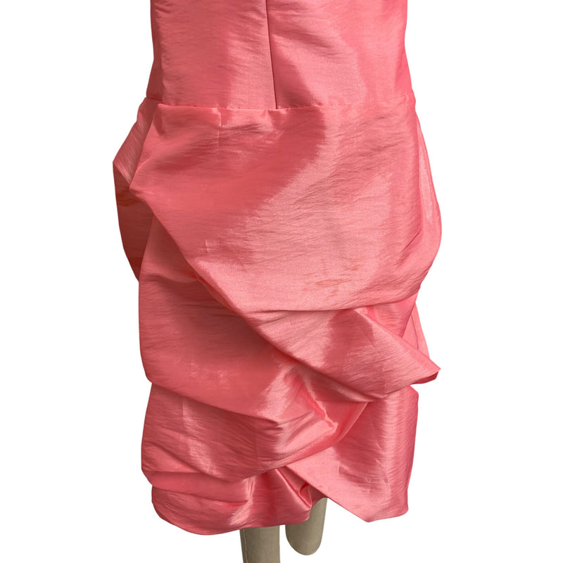 Vintage Da Vinci Women's Strapless Ruffled Satin Dress Bubble Gum Pink