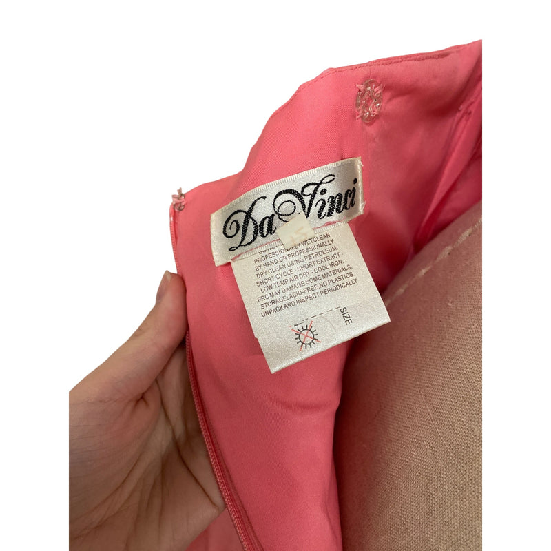 Vintage Da Vinci Women's Strapless Ruffled Satin Dress Bubble Gum Pink