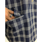 Country Suburbans Navy Blue White Plaid Blazer Authentic Vintage Oversized Jacket