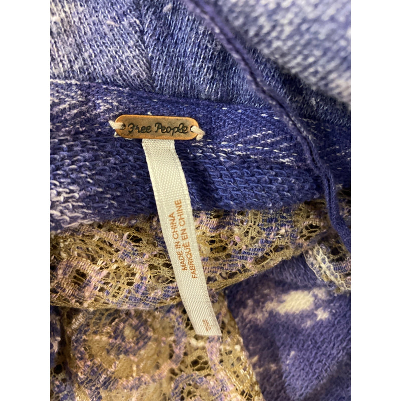 Free People Poncho Sweater Boho Chic Poncho With Lace Tie-Dye Patterns