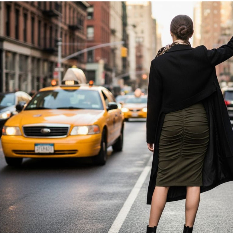Nicole Miller Collection Black Ruched Pencil Skirt Size 8