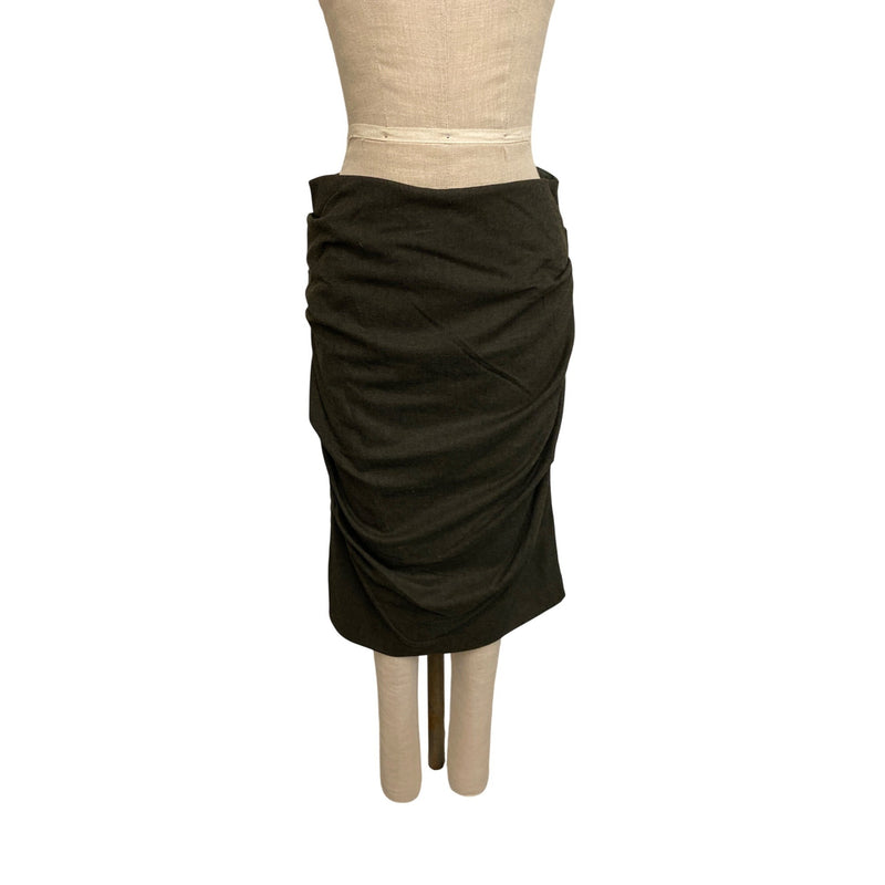 Nicole Miller Collection Black Ruched Pencil Skirt Size 8