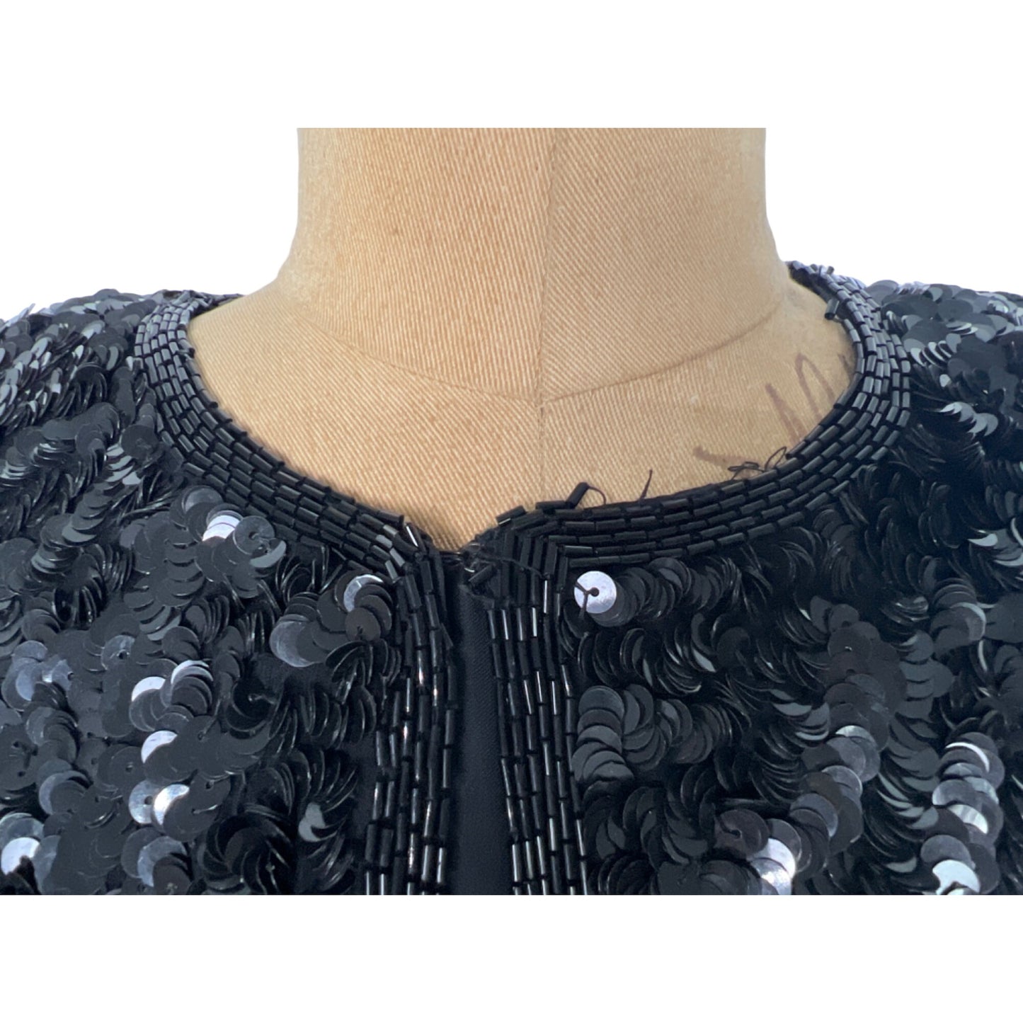 Laurence Kazar New York Vintage Top Heavily Beaded Black Silk Jacket S