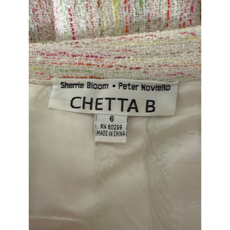Vintage Y2K Chetta B Sherrie Bloom Peter Noviello Confetti Tweed Skirt Suit Pink Trim Size 6, Sustainable Fashion Education Fundraiser