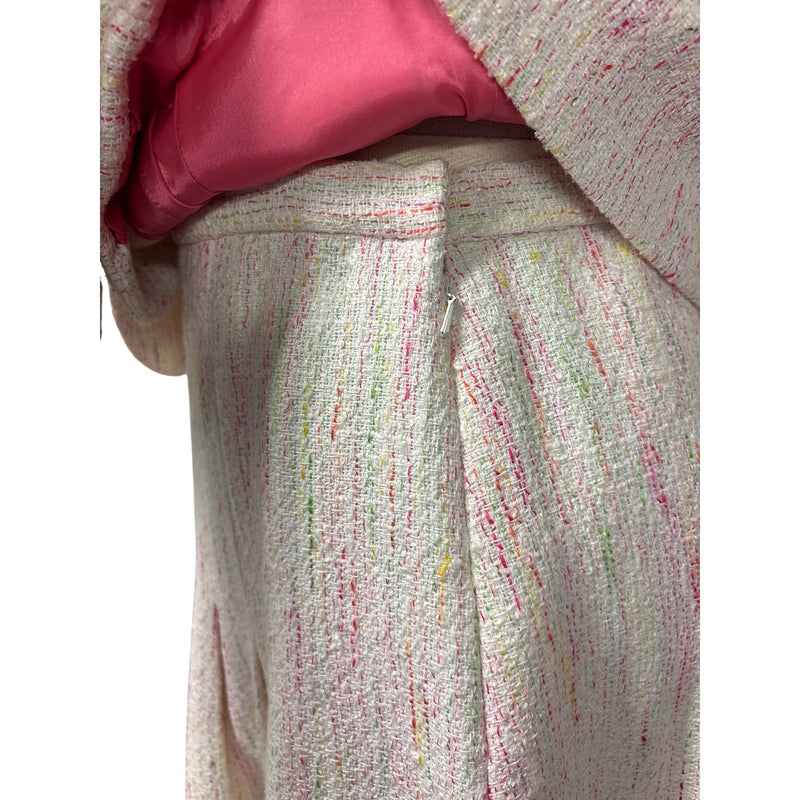 Vintage Y2K Chetta B Sherrie Bloom Peter Noviello Confetti Tweed Skirt Suit Pink Trim Size 6, Sustainable Fashion Education Fundraiser