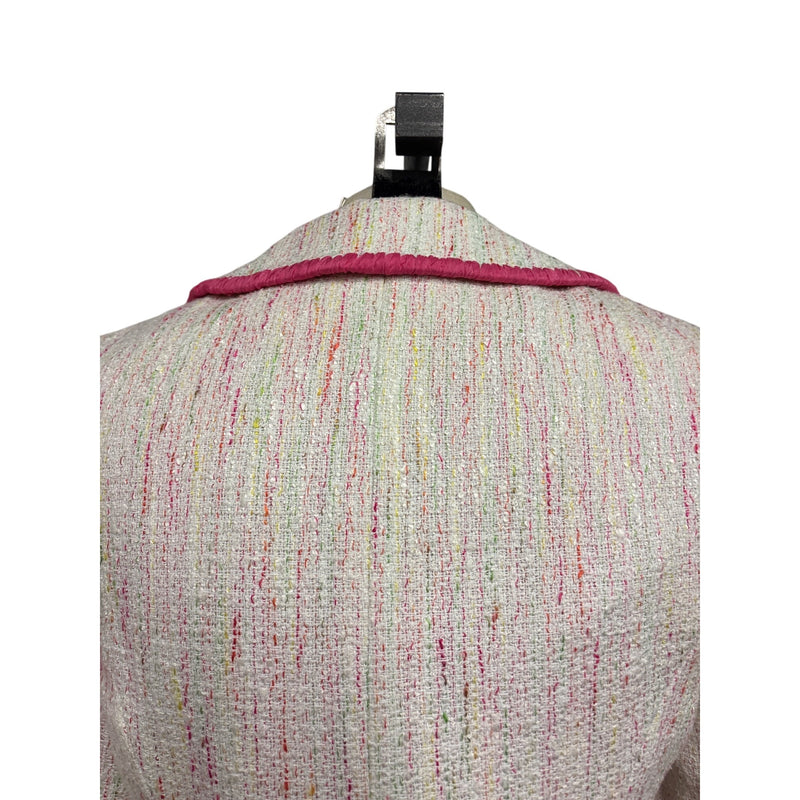 Vintage Y2K Chetta B Sherrie Bloom Peter Noviello Confetti Tweed Skirt Suit Pink Trim Size 6, Sustainable Fashion Education Fundraiser