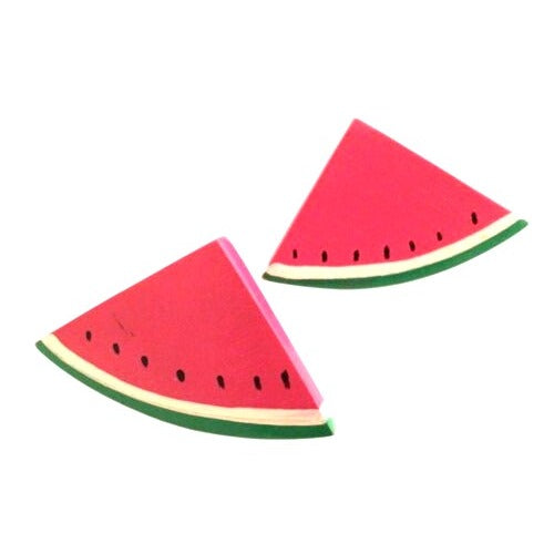 Vintage Y2K Jewelry Whimsical Watermelon Clip-on Earrings Pink Green Figural Fruit, Sustainable Fashion Education Fundraiser