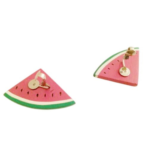 Vintage Y2K Jewelry Whimsical Watermelon Clip-on Earrings Pink Green Figural Fruit, Sustainable Fashion Education Fundraiser