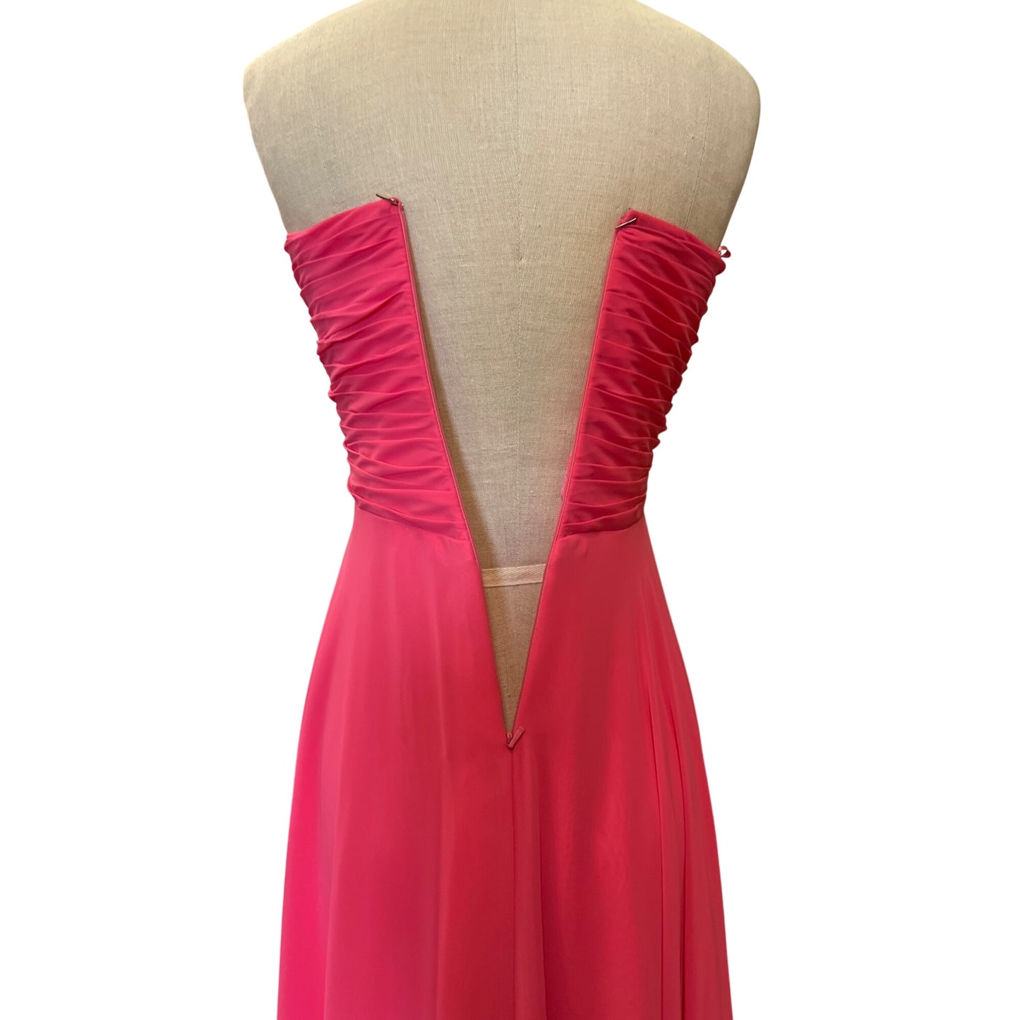 Vintage The Cool Collection Strapless Pink Dress Ruched Big Sparkling Rhinestone Embellishments Flowy Long Skirt Elegant Formal Homecoming