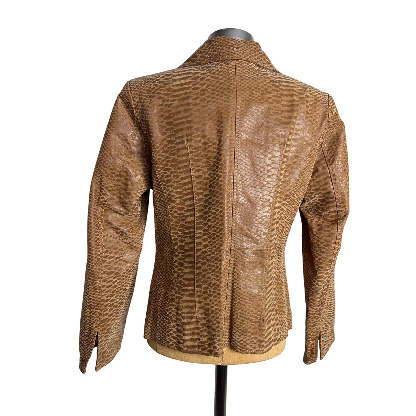 Pamela McCoy Authentic Vintage Camel Brown Genuine Leather Blazer Jacket