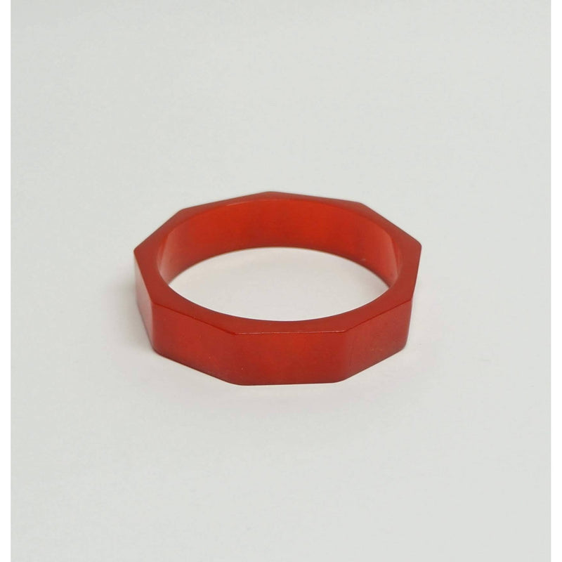 Carved Bakelite Bangle Red Bracelet Vintage Plastic Jewelry