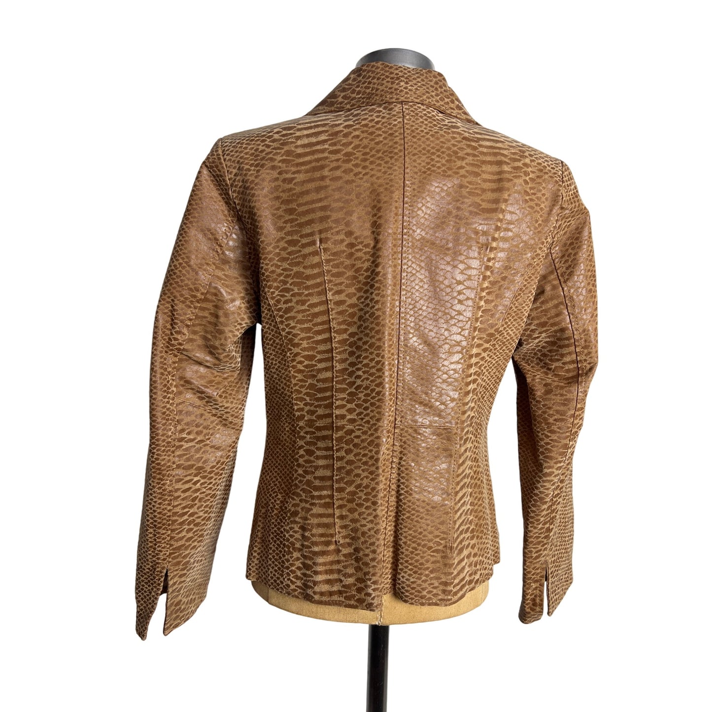 Pamela McCoy Authentic Vintage Camel Brown Genuine Leather Blazer Jacket
