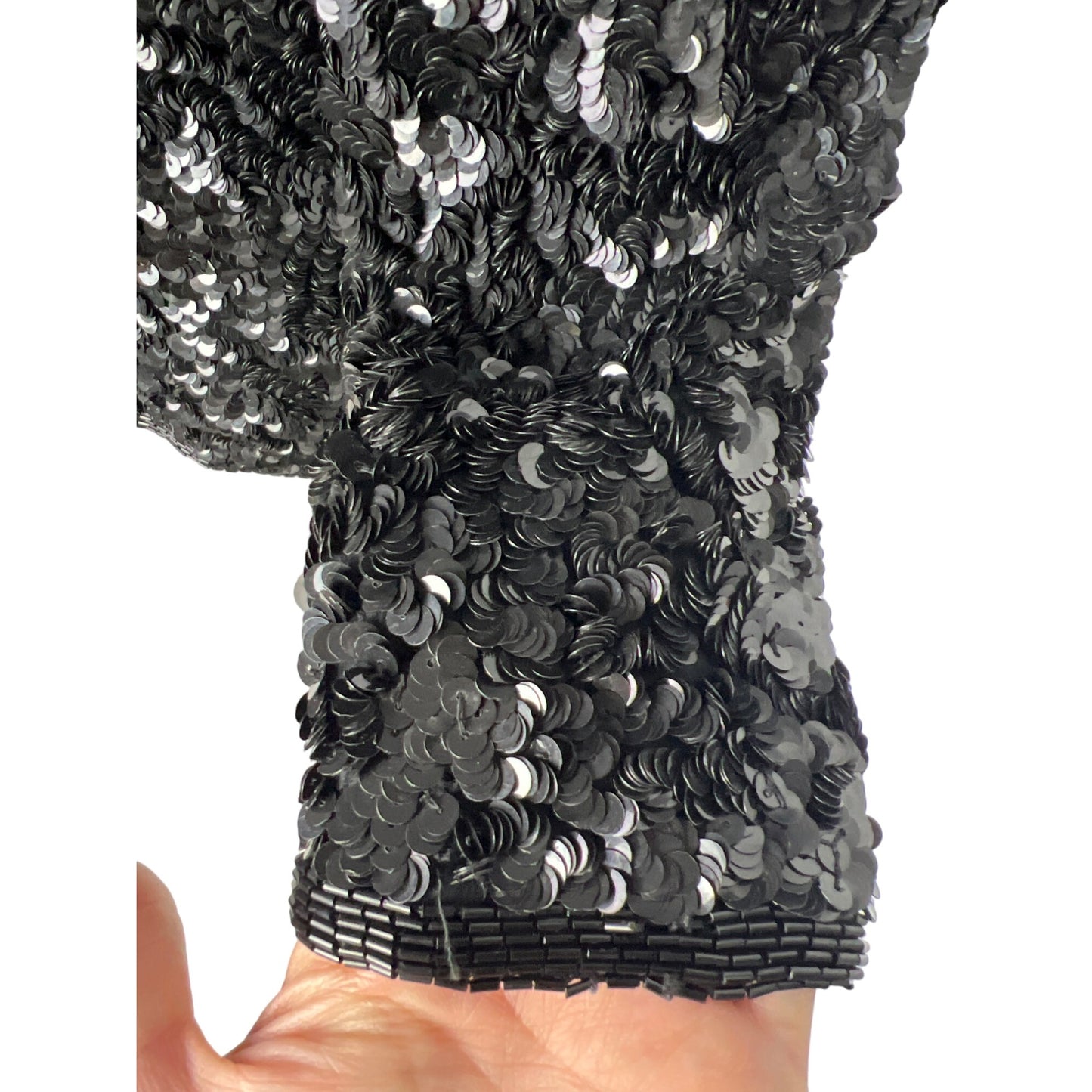 Laurence Kazar New York Vintage Top Heavily Beaded Black Silk Jacket S