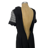 Differentes Black Feminine Design Neckline Long Dress Sheer Short Sleeve