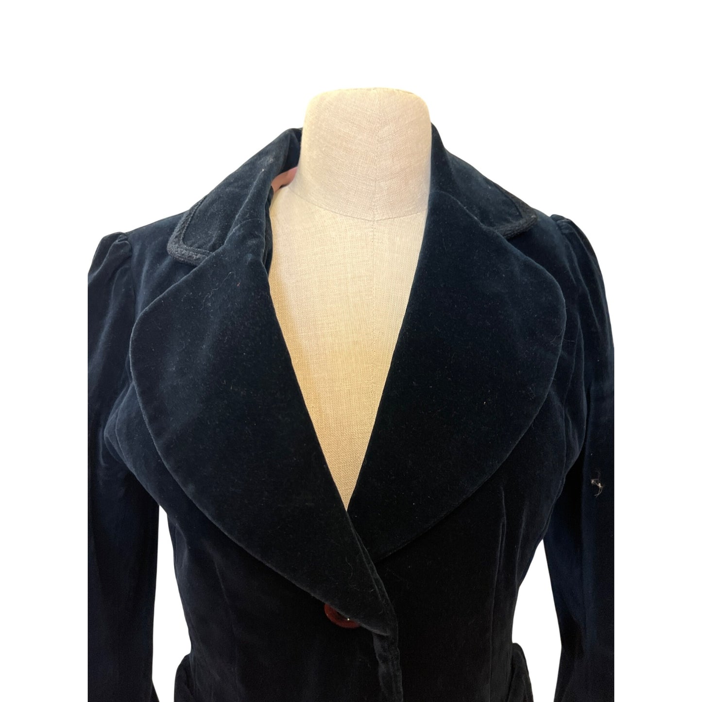 Vintage Bloomsbury London Black Velvet Jacket Feminine Fit Coat