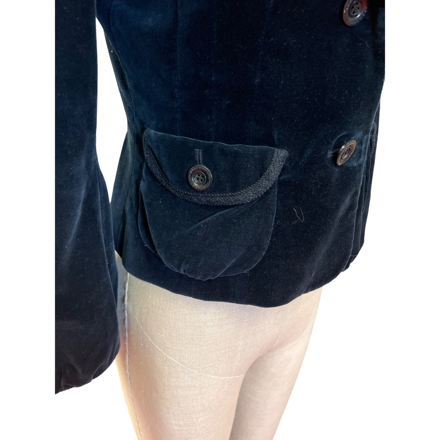 Vintage Bloomsbury London Black Velvet Jacket Feminine Fit Coat