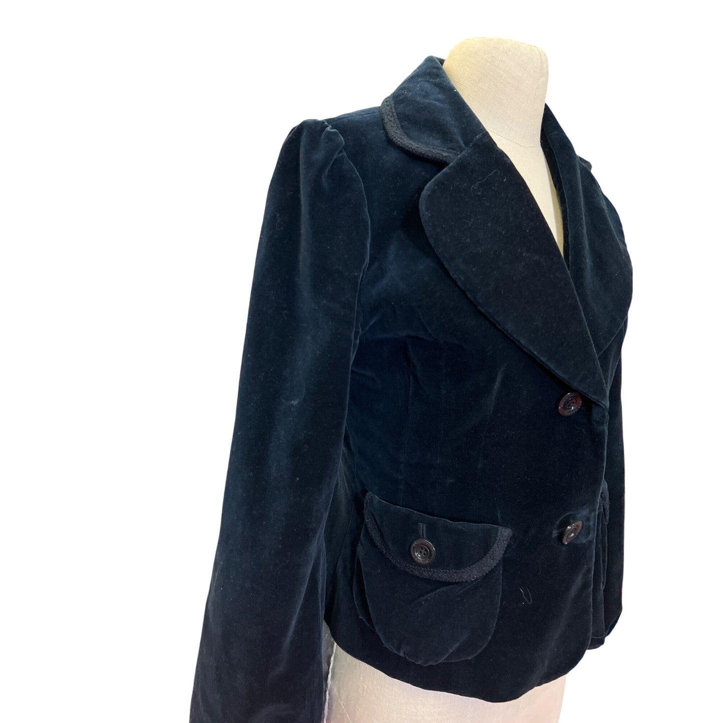 Vintage Bloomsbury London Black Velvet Jacket Feminine Fit Coat