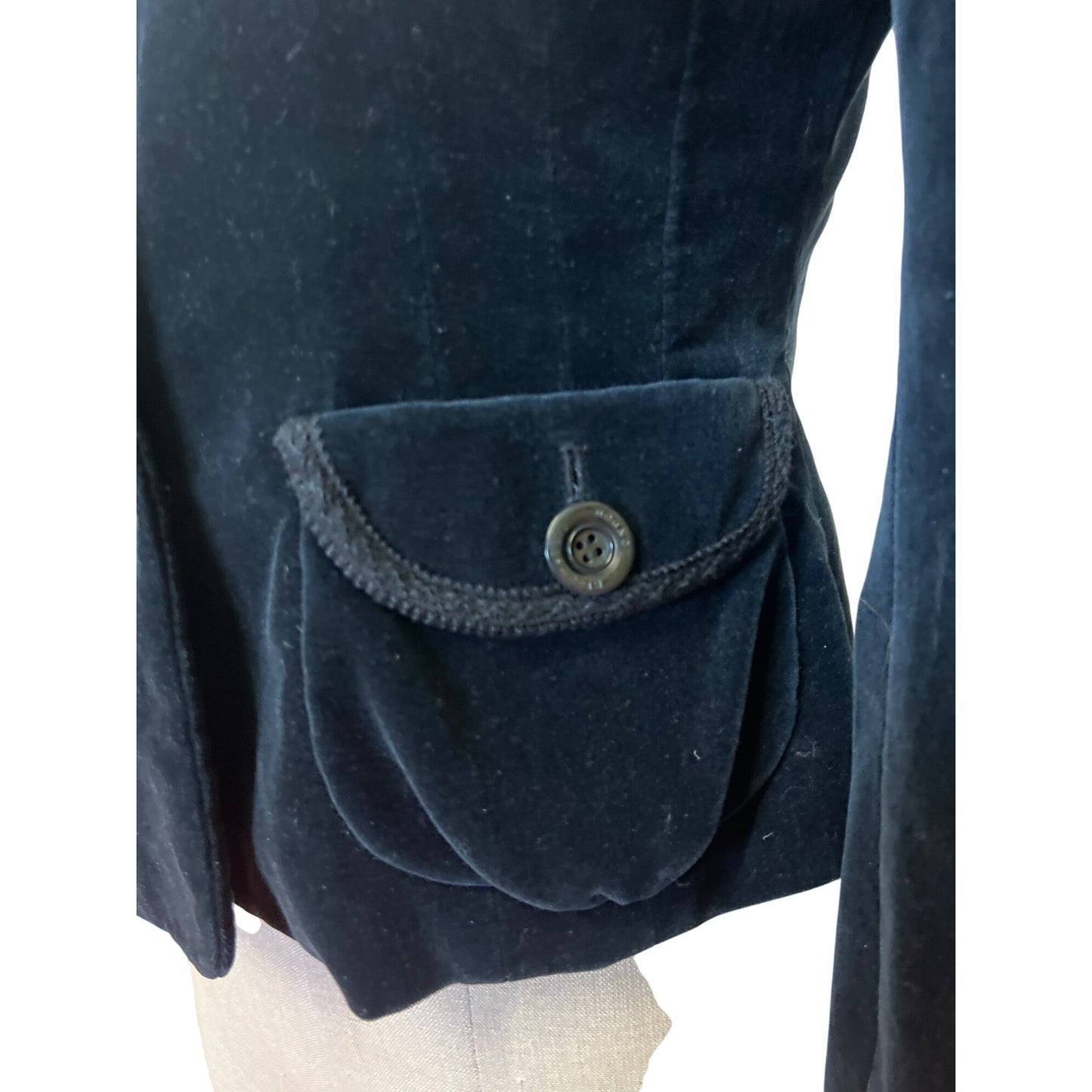 Vintage Bloomsbury London Black Velvet Jacket Feminine Fit Coat