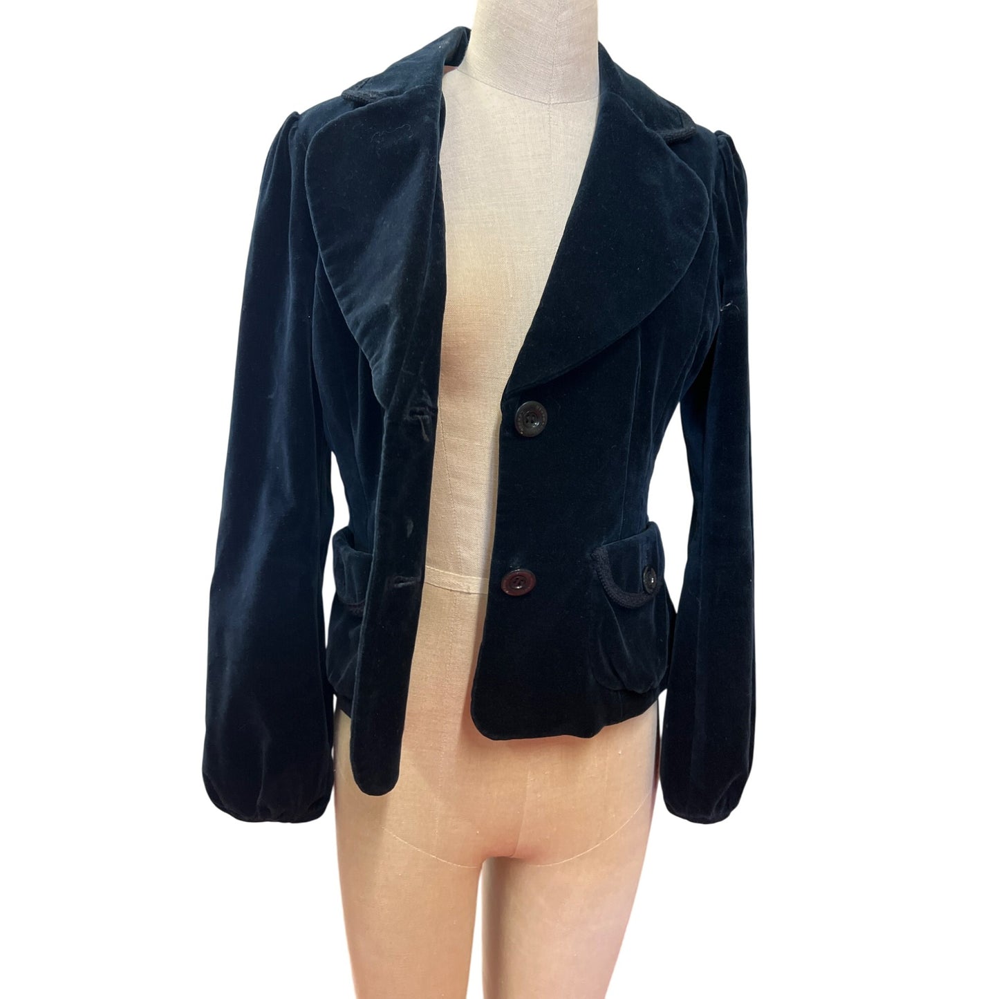 Vintage Bloomsbury London Black Velvet Jacket Feminine Fit Coat