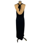 Banana Republic Timeless Black Halter Dress Midi Long Authentic Vintage Rayon Viscose Polyester Large