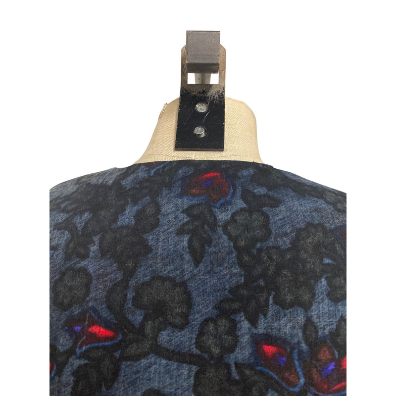 Vintage Sleeveless Floral Patterned Blue and Red Long Dress, Fundraiser for Sustainable Fashion Education Programs